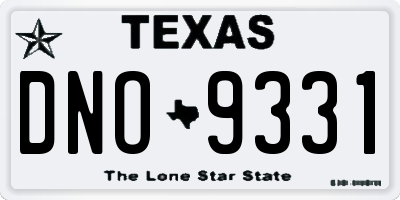 TX license plate DNO9331