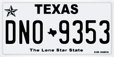 TX license plate DNO9353