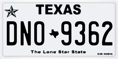 TX license plate DNO9362