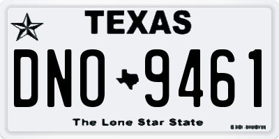 TX license plate DNO9461