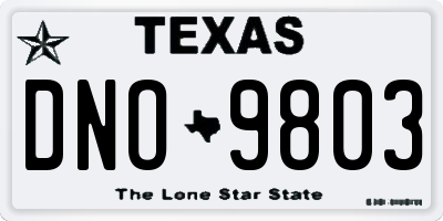 TX license plate DNO9803