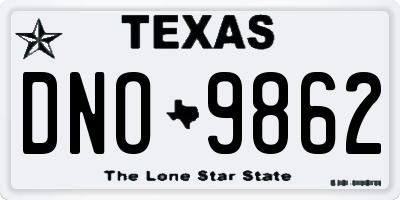 TX license plate DNO9862