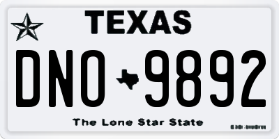 TX license plate DNO9892