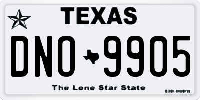 TX license plate DNO9905
