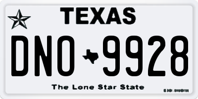 TX license plate DNO9928