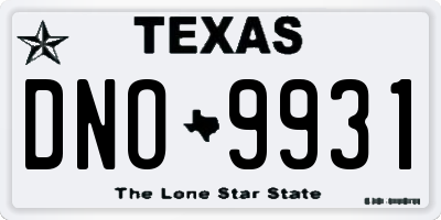 TX license plate DNO9931