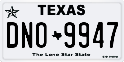 TX license plate DNO9947
