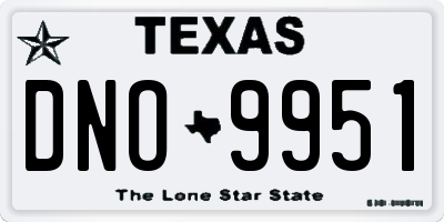 TX license plate DNO9951
