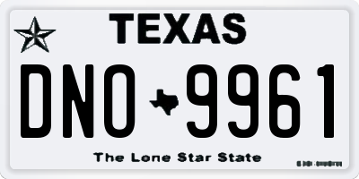 TX license plate DNO9961