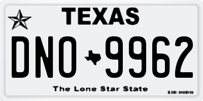 TX license plate DNO9962
