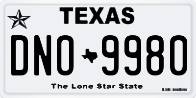 TX license plate DNO9980