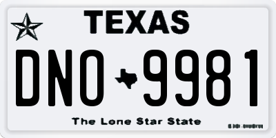 TX license plate DNO9981