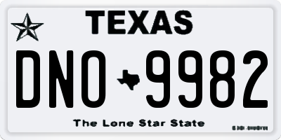 TX license plate DNO9982