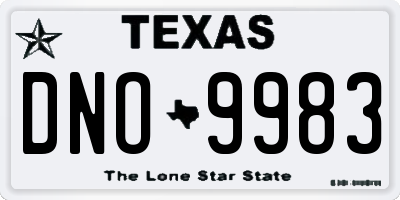 TX license plate DNO9983