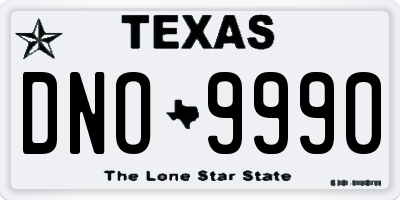 TX license plate DNO9990