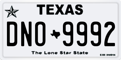 TX license plate DNO9992