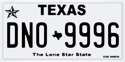 TX license plate DNO9996