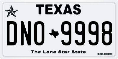 TX license plate DNO9998