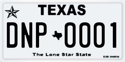 TX license plate DNP0001