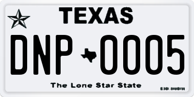 TX license plate DNP0005