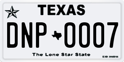 TX license plate DNP0007