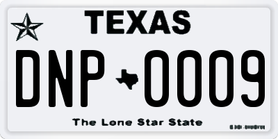 TX license plate DNP0009