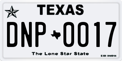 TX license plate DNP0017