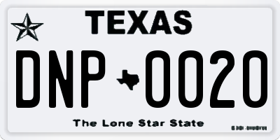 TX license plate DNP0020