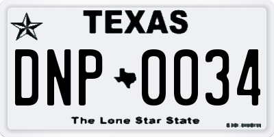 TX license plate DNP0034