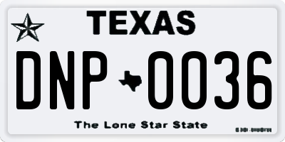 TX license plate DNP0036