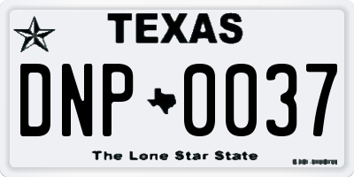 TX license plate DNP0037