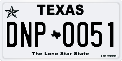 TX license plate DNP0051