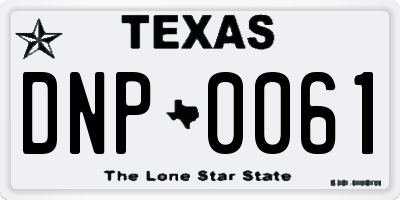 TX license plate DNP0061