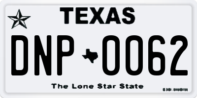 TX license plate DNP0062