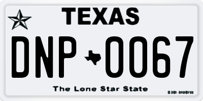 TX license plate DNP0067