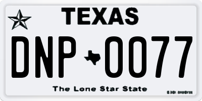 TX license plate DNP0077