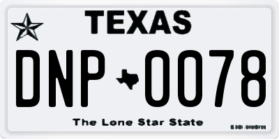 TX license plate DNP0078