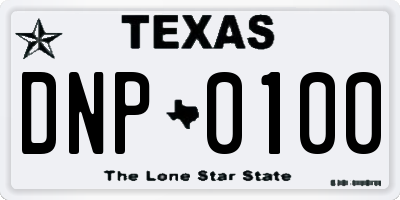 TX license plate DNP0100