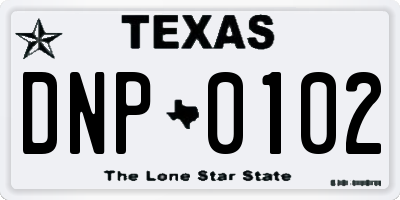 TX license plate DNP0102