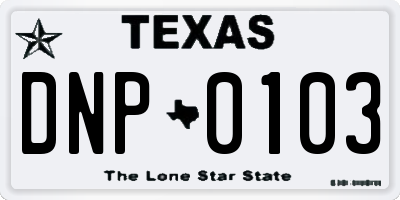 TX license plate DNP0103