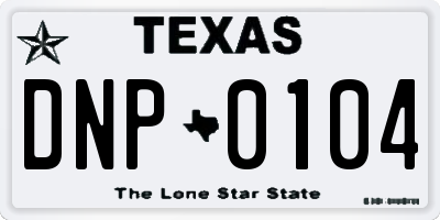 TX license plate DNP0104