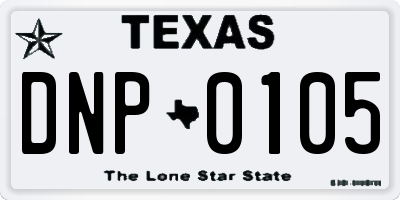 TX license plate DNP0105
