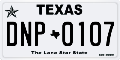 TX license plate DNP0107