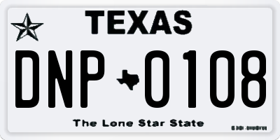 TX license plate DNP0108