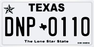 TX license plate DNP0110