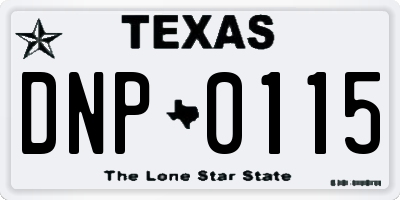 TX license plate DNP0115