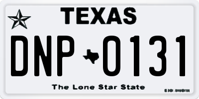 TX license plate DNP0131
