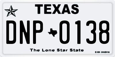 TX license plate DNP0138