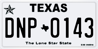 TX license plate DNP0143