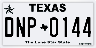 TX license plate DNP0144